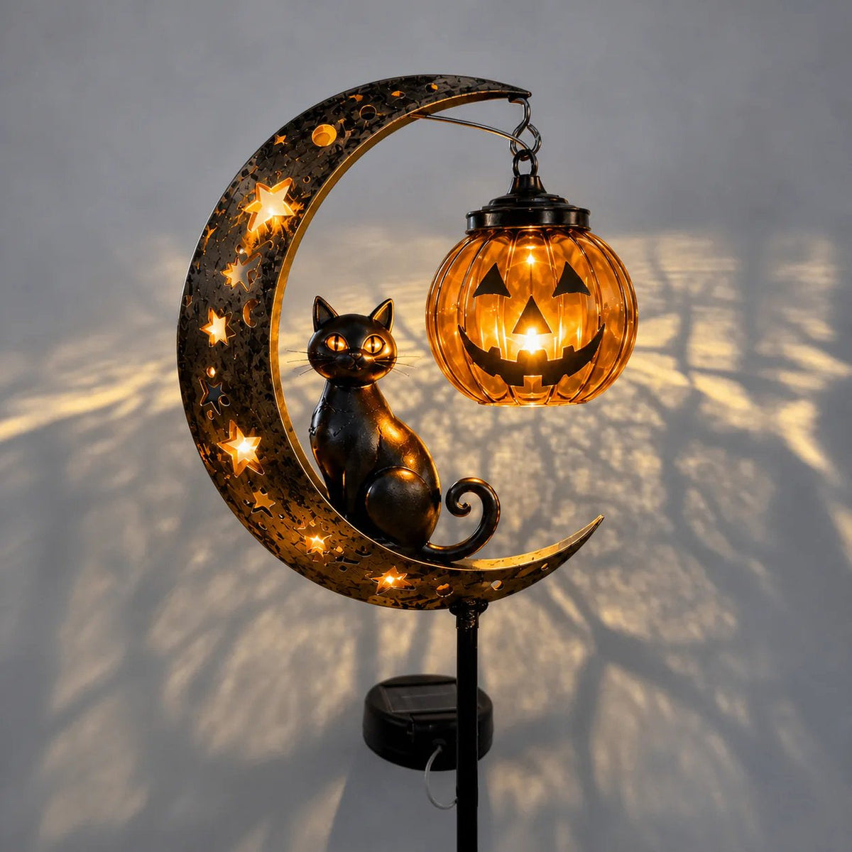 🔥 65% OFF TODAY & FREE SHIPPING👻 Solar Halloween Garden Stake Light with Black Cat & Pumpkin