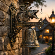 🎣 Metal Skeleton Fisherman Wall Bell – “This Is My Happy Place” Outdoor Décor🔥