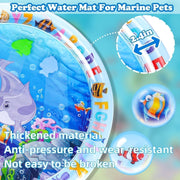 😻Water mat for pet– interactive toy with floating fish + cooling summer mat