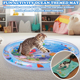 😻Water mat for pet– interactive toy with floating fish + cooling summer mat