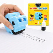 Math Teacher 4 in 1 Math Roller Stamp, Addition Subtraction Multiplication Practice Tool, Math Stamp Ink Roller for Kids Ages 5-9 1st 2nd 3rd Grade Classroom Homeschool Home Use, Math Gift for Kids, Summer Learning | GoldenEgg