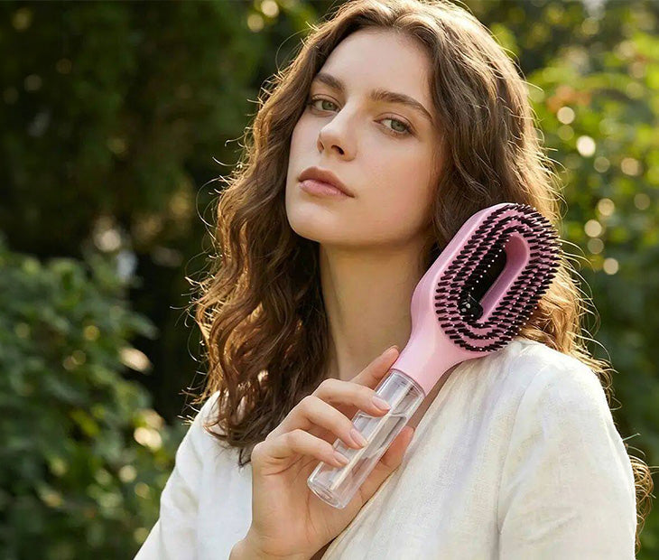 2-in-1 Detangler Hair Brush with Built-In Mist Sprayer