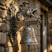 🎣 Metal Skeleton Fisherman Wall Bell – “This Is My Happy Place” Outdoor Décor🔥