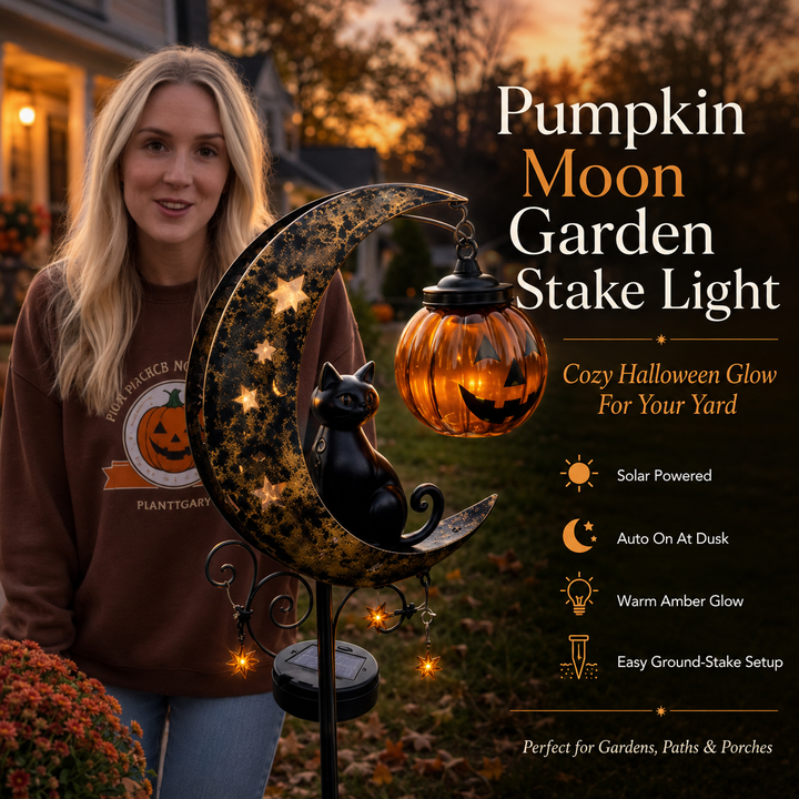 🔥 65% OFF TODAY & FREE SHIPPING👻 Solar Halloween Garden Stake Light with Black Cat & Pumpkin