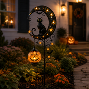 🔥 65% OFF TODAY & FREE SHIPPING👻 Solar Halloween Garden Stake Light with Black Cat & Pumpkin
