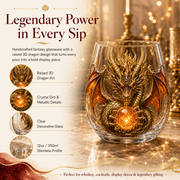 🐉Limited Edition 3D Mythic Dragon Glass Art Cup -✨Luxury Raised Fantasy Glassware for Whiskey, Home Bar Décor & Legendary Gifts 🎁