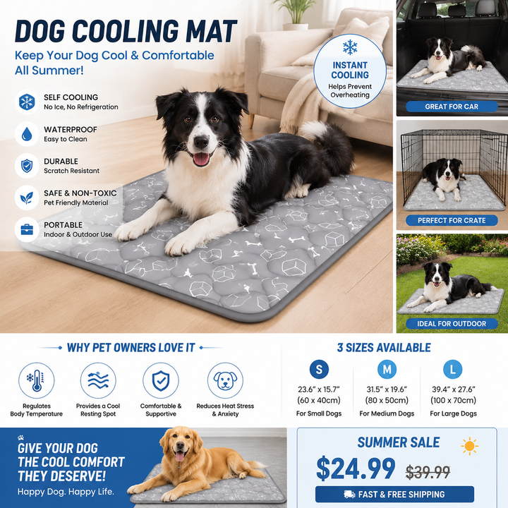 Dog Cooling Mat – Self Cooling Pad for Dogs, Pet Cooling Bed for Summer Heat Relief