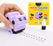 Math Teacher 4 in 1 Math Roller Stamp, Addition Subtraction Multiplication Practice Tool, Math Stamp Ink Roller for Kids Ages 5-9 1st 2nd 3rd Grade Classroom Homeschool Home Use, Math Gift for Kids, Summer Learning | GoldenEgg