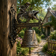 🎣 Metal Skeleton Fisherman Wall Bell – “This Is My Happy Place” Outdoor Décor🔥
