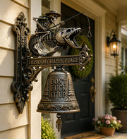 🎣 Metal Skeleton Fisherman Wall Bell – “This Is My Happy Place” Outdoor Décor🔥