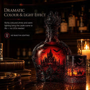 🦇 Gotische Vampirschloss-Whiskykaraffe & Whiskyglas