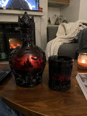 🦇 Gotische Vampirschloss-Whiskykaraffe & Whiskyglas