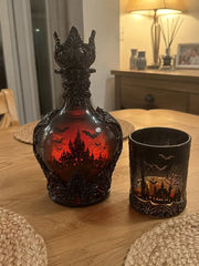 🦇 Gotische Vampirschloss-Whiskykaraffe & Whiskyglas