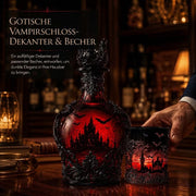 🦇 Gotische Vampirschloss-Whiskykaraffe & Whiskyglas