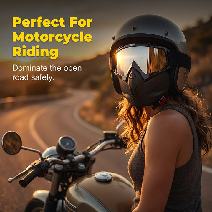 💞50K+ SOLD!🏍️⚡ 50% OFF! Detachable Full Face Goggle Mask – Anti‑fog, windproof & breathable. Quick‑detach goggle system. Weld or ride, face fully protected! 🛡️✨