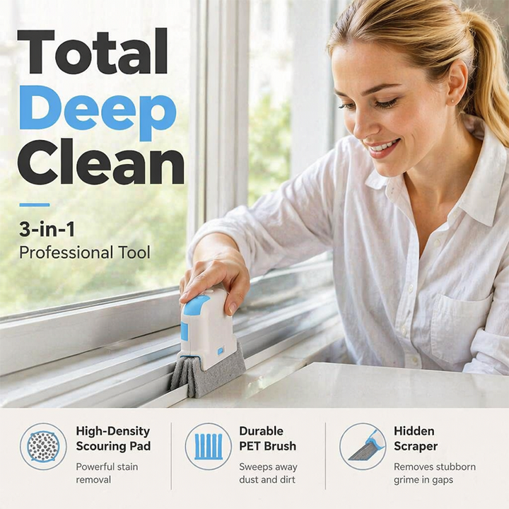 🎁TODAY HOT SALE 60% OFF! ✨3-in-1 Window Track Cleaning Tool with Scrubbing Pad